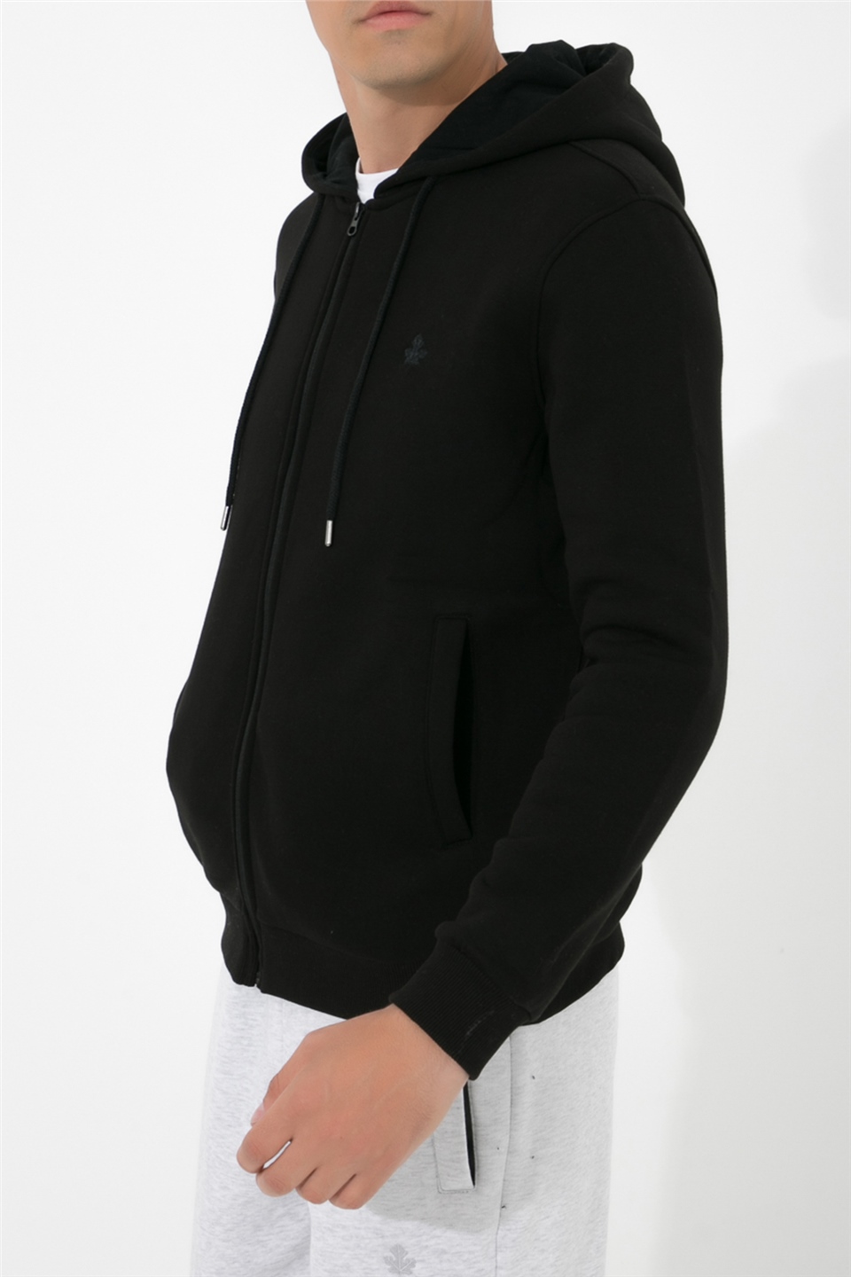 ADAM BOXES Fermuarlı Kapüşonlu Sweatshirt N-Halicarna - Siyah