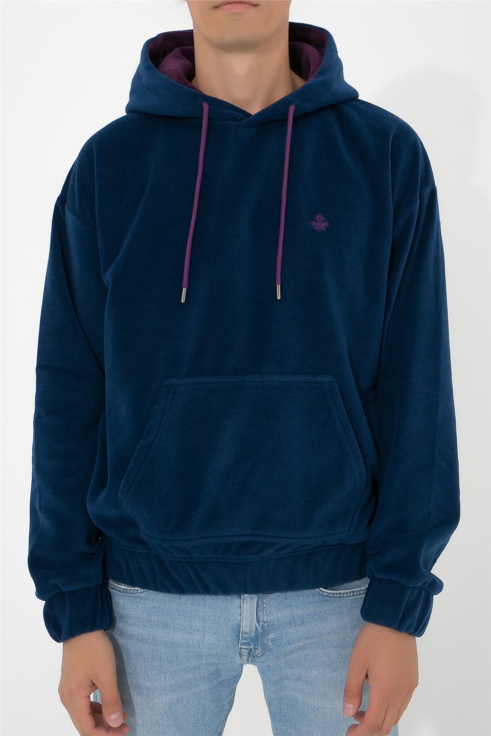ADAM BOXES Oversize Kapüşonlu Polar Sweatshirt N-Myndo - Lacivert