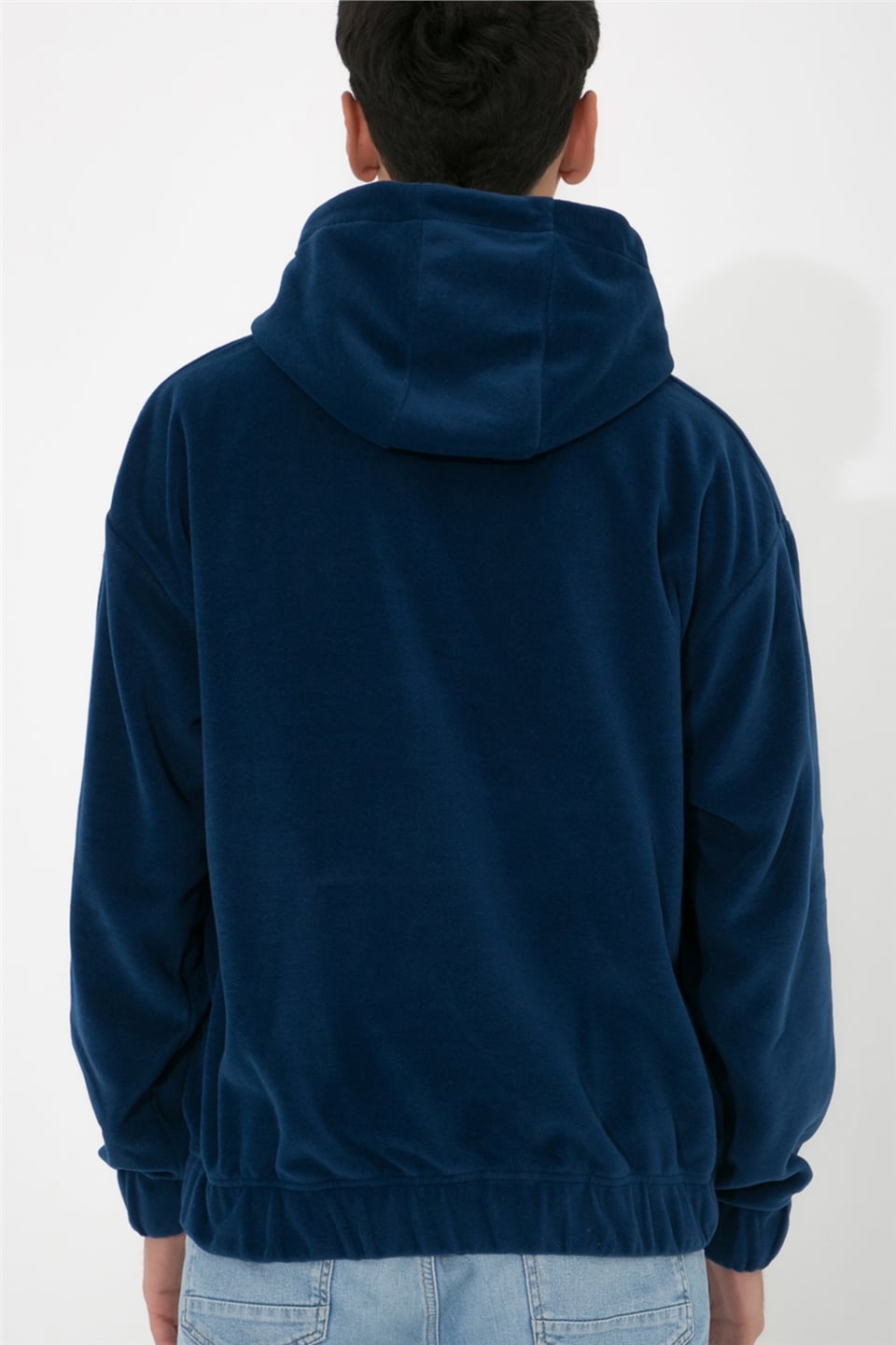 ADAM BOXES Oversize Kapüşonlu Polar Sweatshirt N-Myndo - Lacivert