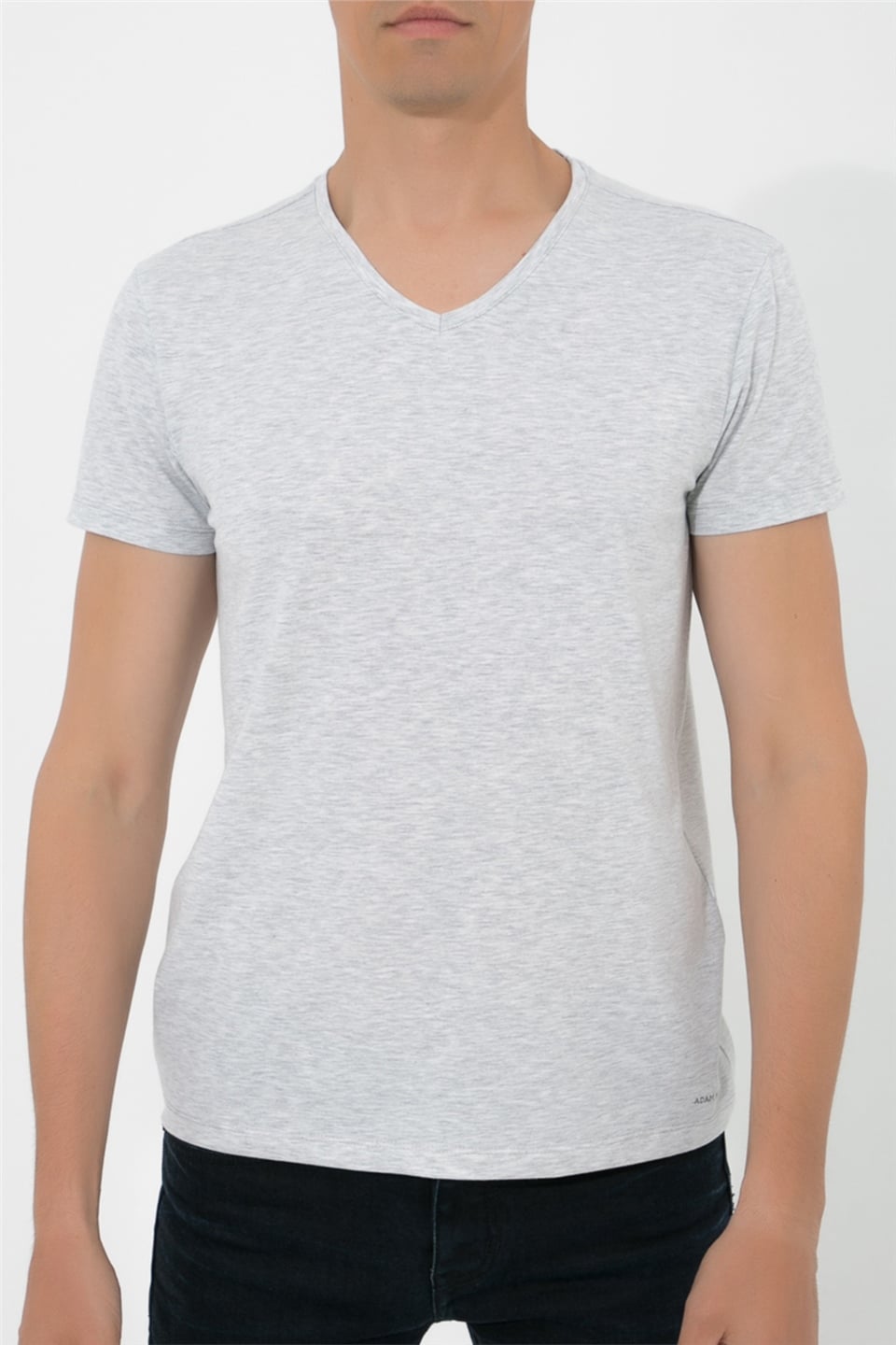ADAM BOXES V Yaka T-shirt N-Simplo - Açık Gri