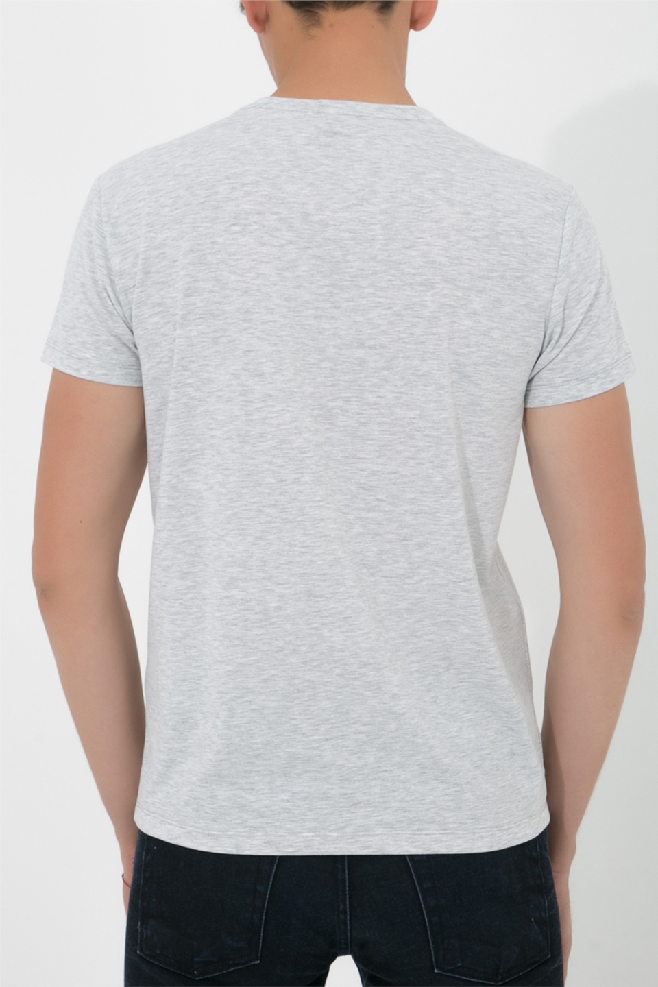 ADAM BOXES V Yaka T-shirt N-Simplo - Açık Gri