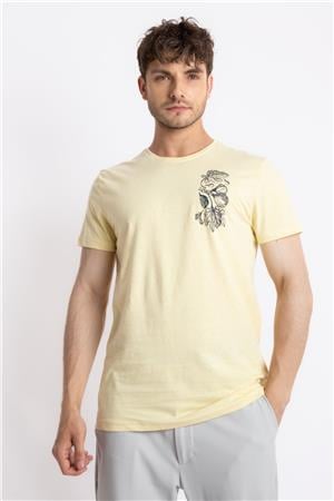 ADAM BOXES Baskılı O-Yaka T-shirt Bandos - Açık Sarı