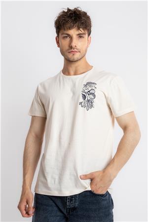 ADAM BOXES Baskılı O-Yaka T-shirt Bandos - Ham Pamuk
