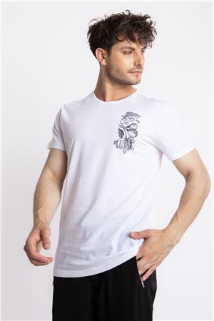ADAM BOXES Baskılı O-Yaka T-shirt Bandos - Beyaz
