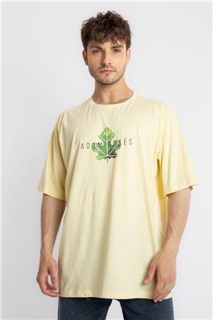 ADAM BOXES Oversize O-Yaka T-shirt Suelto - Açık Sarı