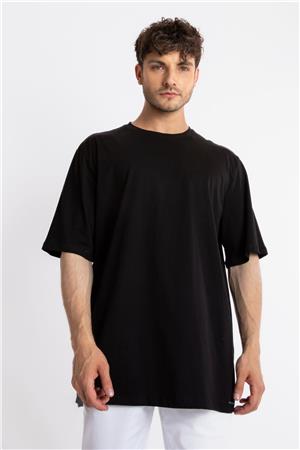 ADAM BOXES Oversize O-Yaka T-shirt Basuelto - Siyah
