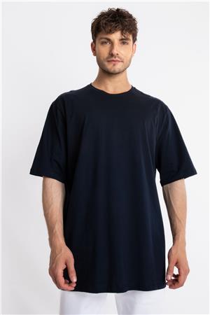 ADAM BOXES Oversize O-Yaka T-shirt Basuelto - Lacivert