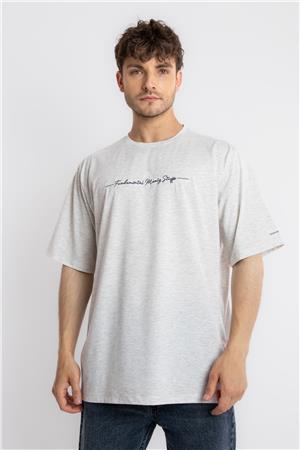 ADAM BOXES Oversize O-Yaka  T-shirt Fmsuelto - Gri Melanj