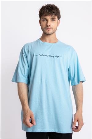 ADAM BOXES Oversize O-Yaka  T-shirt Fmsuelto - Açık Mavi