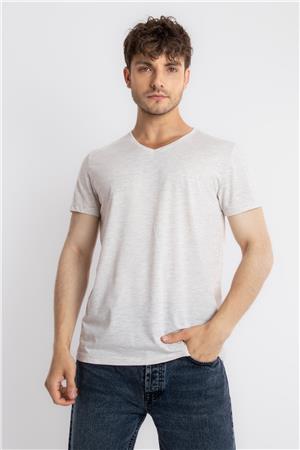 ADAM BOXES V-Yaka T-shirt Disimplo  - Kahve Melanj