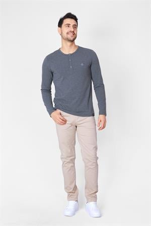 ADAM BOXES Düğmeli Bisiklet Yaka Uzun Kollu T-shirt NP-Collargo - Koyu Gri