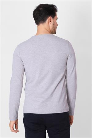 ADAM BOXES Düğmeli Bisiklet Yaka Uzun Kollu T-shirt NP-Collargo - Kahve Melanj