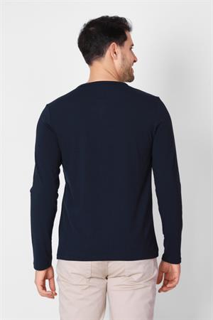 ADAM BOXES Düğmeli Bisiklet Yaka Uzun Kollu T-shirt NP-Collargo - Lacivert