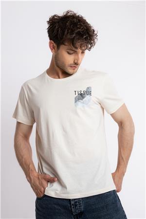 ADAM BOXES Baskılı O-Yaka T-shirt Tissue - Ham Pamuk (Siyah-Beyaz Baskı)