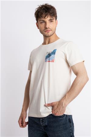 ADAM BOXES Baskılı O-Yaka T-shirt Tissue - Ham Pamuk (Renkli Baskı)