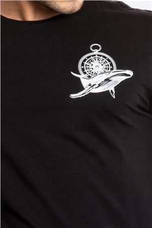 ADAM BOXES Baskılı O-Yaka T-shirt Marino - Siyah