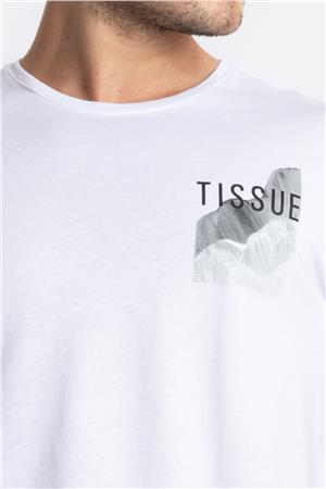 ADAM BOXES Baskılı O-Yaka T-shirt Tissue - Beyaz