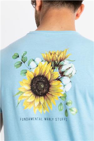 ADAM BOXES Baskılı O-Yaka T-shirt Girasol - Açık Mavi