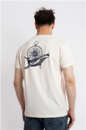 ADAM BOXES Baskılı O-Yaka T-shirt Marino - Ham Pamuk