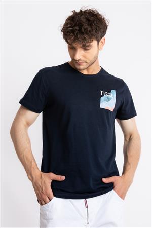 ADAM BOXES Baskılı O-Yaka T-shirt Tissue - Lacivert