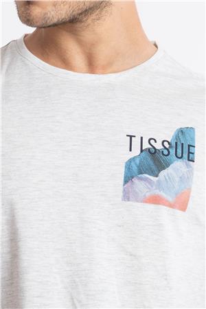 ADAM BOXES Baskılı O-Yaka T-shirt Tissue - Gri Melanj