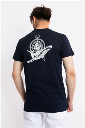 ADAM BOXES Baskılı O-Yaka T-shirt Marino - Lacivert