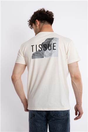 ADAM BOXES Baskılı O-Yaka T-shirt Tissue - Ham Pamuk (Siyah-Beyaz Baskı)