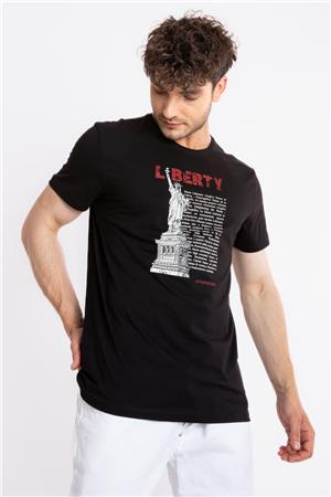 ADAM BOXES Baskılı O-Yaka T-shirt Libestatuas - Siyah