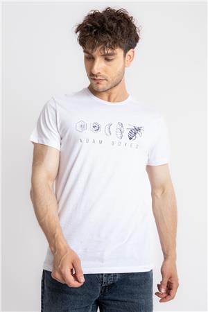ADAM BOXES Baskılı O-Yaka T-shirt Apiso - Beyaz