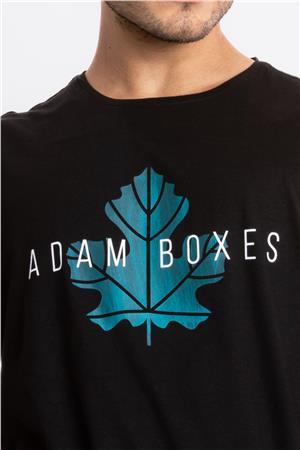 ADAM BOXES Baskılı O-Yaka T-shirt Anillo - Siyah (Göl Yeşili Baskılı)