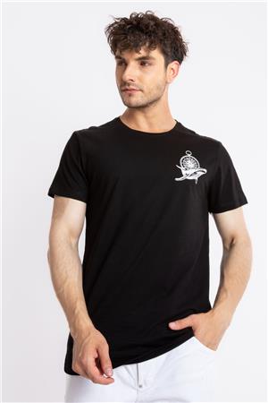 ADAM BOXES Baskılı O-Yaka T-shirt Marino - Siyah