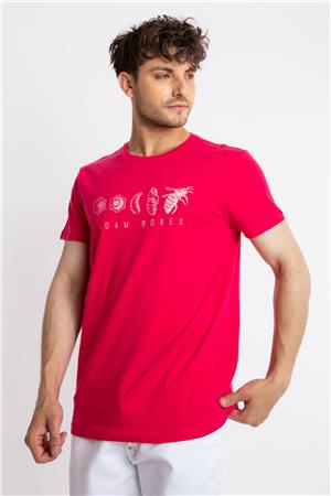 ADAM BOXES Baskılı O-Yaka T-shirt Apiso - Macenta