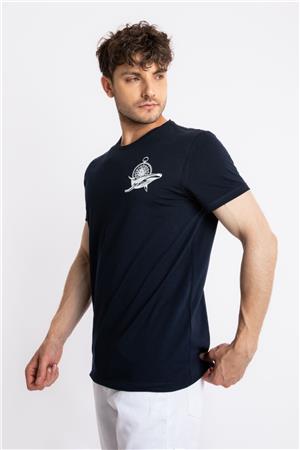 ADAM BOXES Baskılı O-Yaka T-shirt Marino - Lacivert