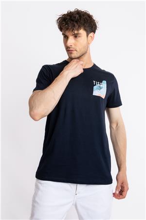 ADAM BOXES Baskılı O-Yaka T-shirt Tissue - Lacivert