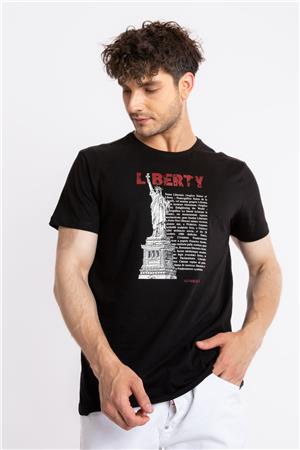ADAM BOXES Baskılı O-Yaka T-shirt Libestatuas - Siyah