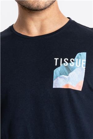 ADAM BOXES Baskılı O-Yaka T-shirt Tissue - Lacivert