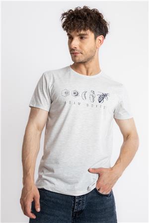 ADAM BOXES Baskılı O-Yaka T-shirt Apiso - Gri Melanj