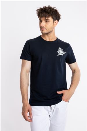 ADAM BOXES Baskılı O-Yaka T-shirt Marino - Lacivert