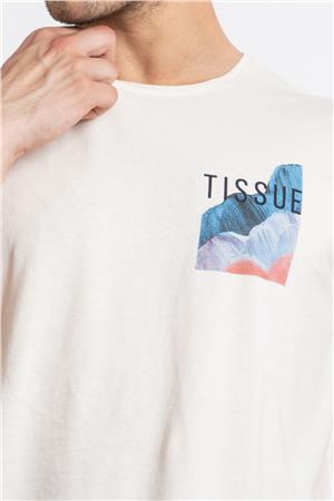 ADAM BOXES Baskılı O-Yaka T-shirt Tissue - Ham Pamuk (Renkli Baskı)