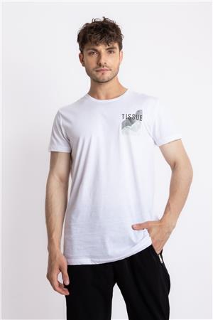 ADAM BOXES Baskılı O-Yaka T-shirt Tissue - Beyaz