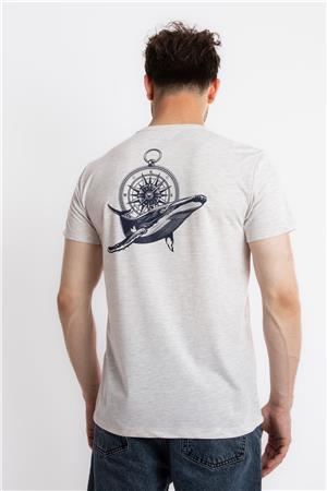 ADAM BOXES Baskılı O-Yaka T-shirt Marino - Kahve Melanj