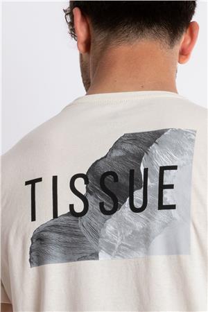 ADAM BOXES Baskılı O-Yaka T-shirt Tissue - Ham Pamuk (Siyah-Beyaz Baskı)