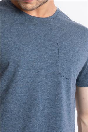 ADAM BOXES O-Yaka Cepli T-shirt Bolsillo - Lacivert Melanj
