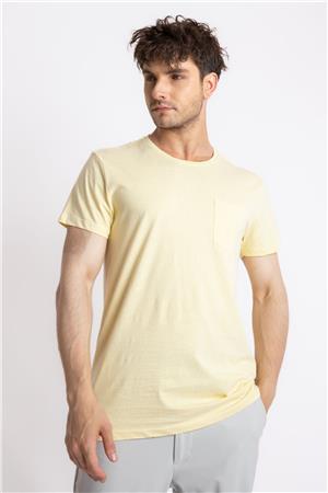 ADAM BOXES O-Yaka Cepli T-shirt Bolsillo - Açık Sarı