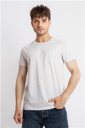 ADAM BOXES O-Yaka Cepli T-shirt Bolsillo - Kahve Melanj