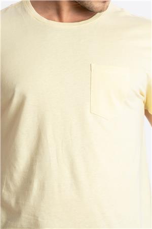 ADAM BOXES O-Yaka Cepli T-shirt Bolsillo - Açık Sarı