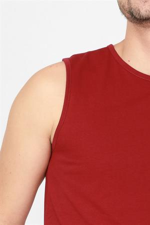 ADAM BOXES O-Yaka Kolsuz T-shirt Cuerposino - Bordo
