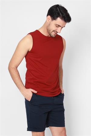 ADAM BOXES O-Yaka Kolsuz T-shirt Cuerposino - Bordo
