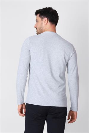 ADAM BOXES O Yaka Uzun Kollu T-shirt NP-Dolargo - Açık Gri