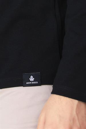 ADAM BOXES V Yaka Uzun Kollu T-shirt NP-Trelargo - Siyah
